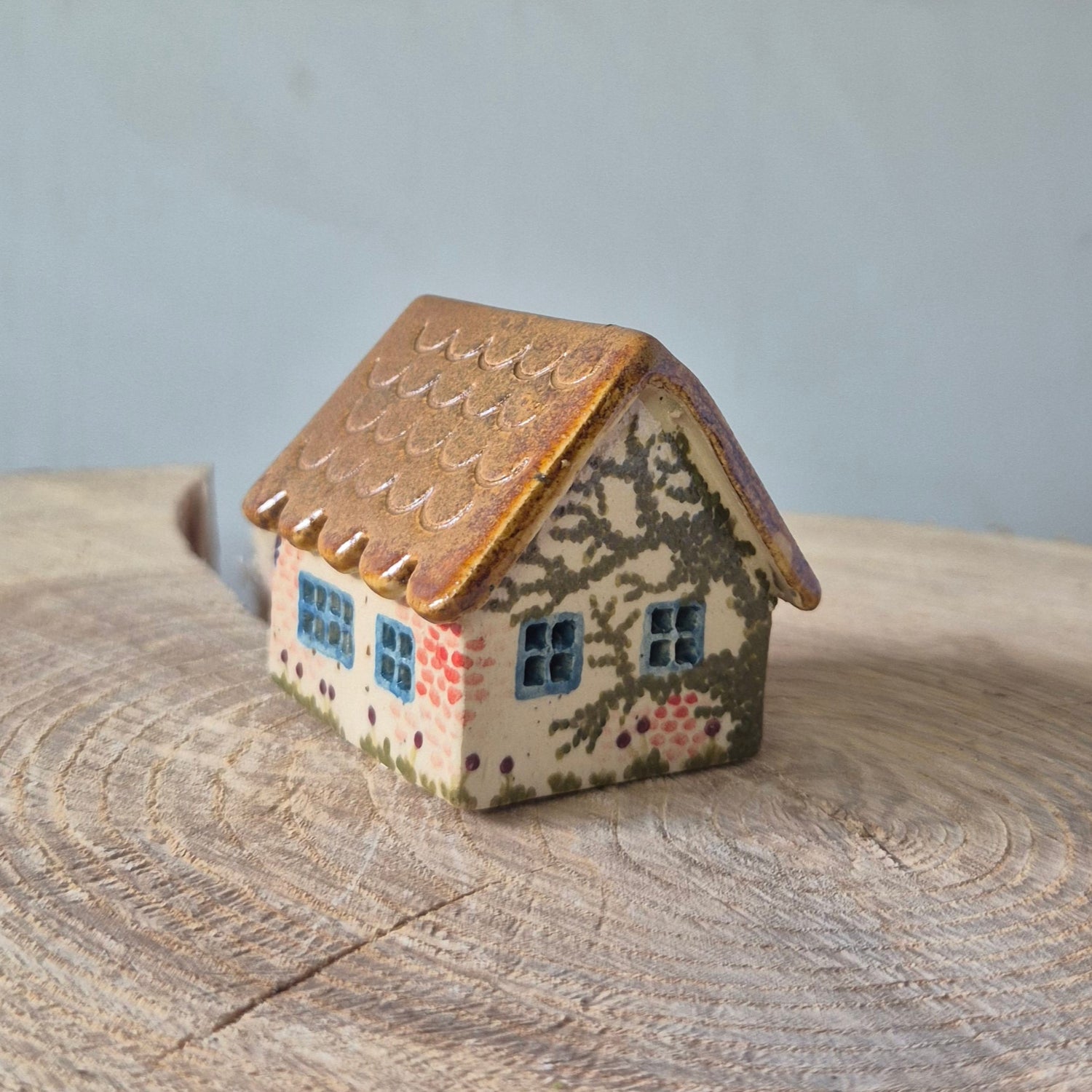 Fe hus, med blå dør, bagfra