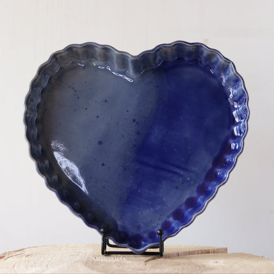 Hjerteforment tærtefad, blå