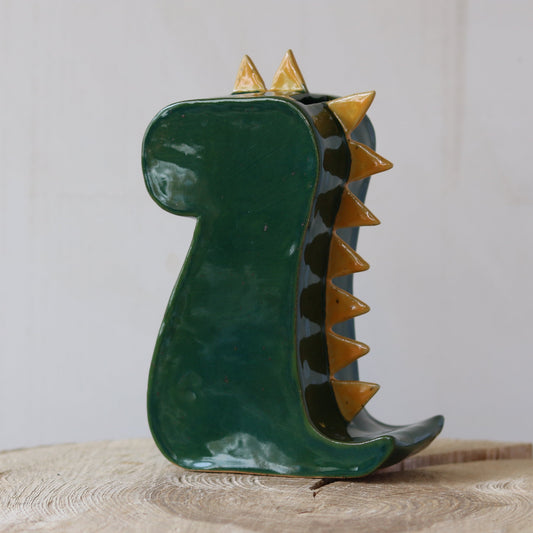 Sparebøsse, grøn dinosaur